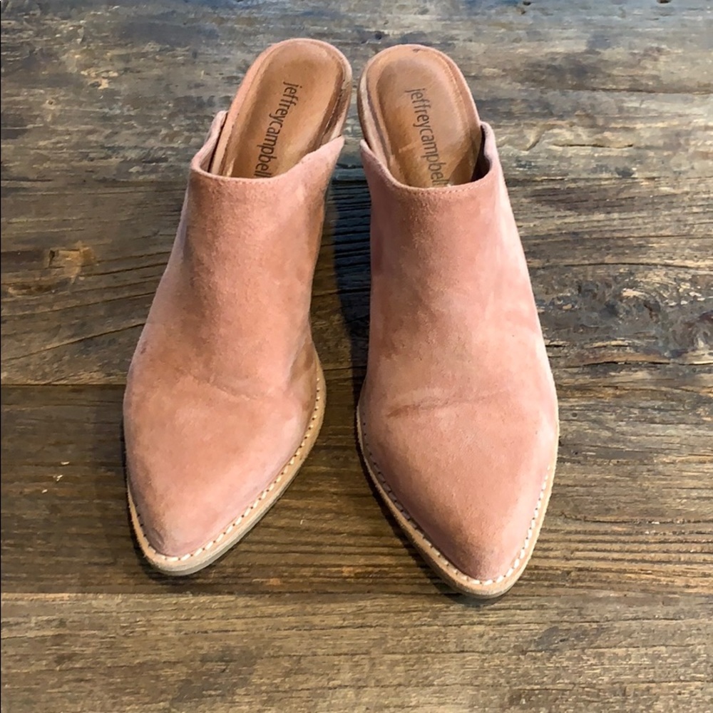 Jeffrey Campbell Favela suede mules.